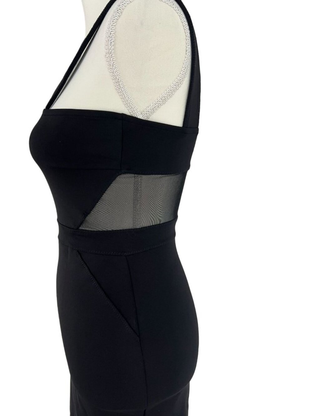 FRENCH CONNECTION Black Mesh Cutout Cocktail Dress Size US 4 - Picture 6 of 7